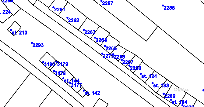 Parcela st. 2273 v KÚ Skalka u Kyjova, Katastrální mapa