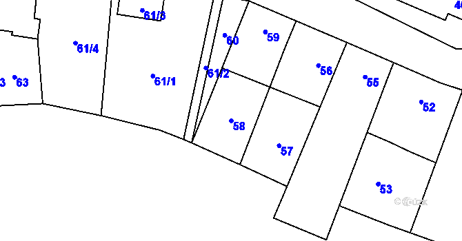 Parcela st. 58 v KÚ Skalka u Prostějova, Katastrální mapa