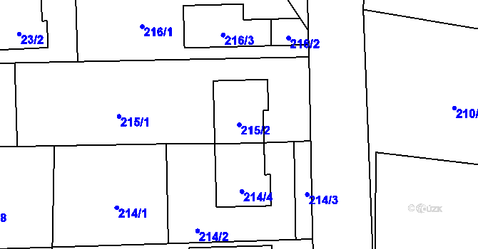 Parcela st. 215/2 v KÚ Skalka u Prostějova, Katastrální mapa