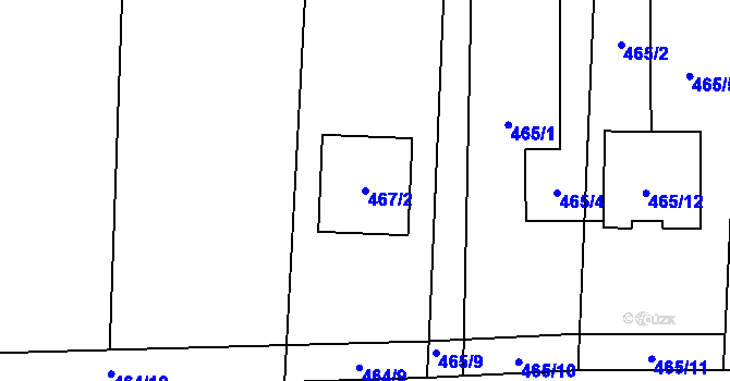 Parcela st. 467/2 v KÚ Skalka u Prostějova, Katastrální mapa