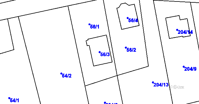 Parcela st. 56/3 v KÚ Skalka u Doks, Katastrální mapa