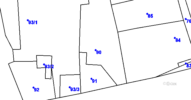 Parcela st. 90 v KÚ Skalka u Doks, Katastrální mapa