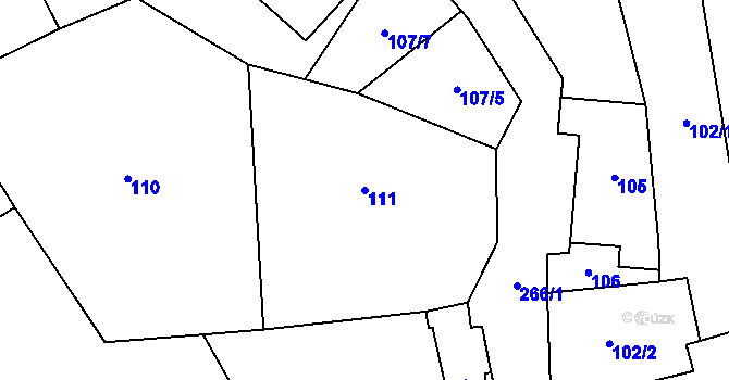 Parcela st. 111 v KÚ Skalka u Doks, Katastrální mapa