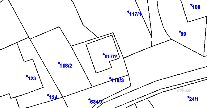 Parcela st. 117/2 v KÚ Skalka u Doks, Katastrální mapa