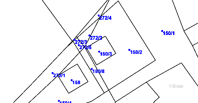 Parcela st. 150/3 v KÚ Skalka u Doks, Katastrální mapa
