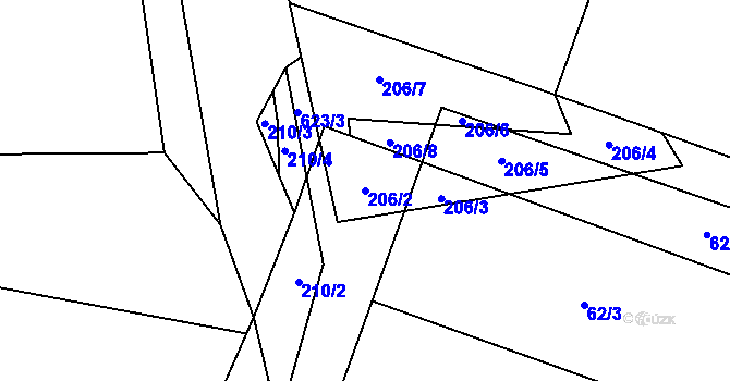 Parcela st. 206/2 v KÚ Skalka u Doks, Katastrální mapa