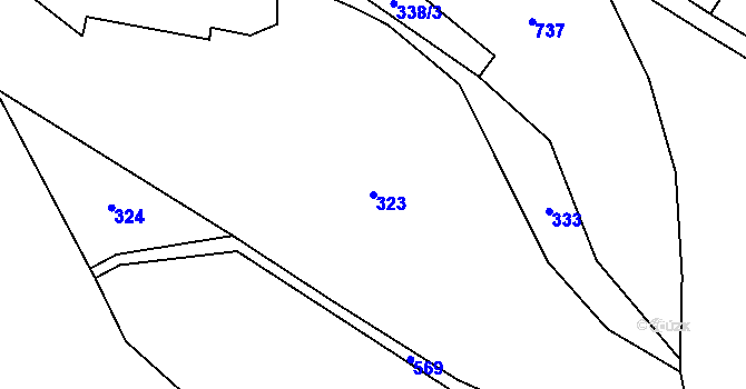 Parcela st. 323 v KÚ Skalka u Doks, Katastrální mapa