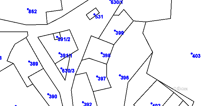 Parcela st. 398 v KÚ Skalka u Doks, Katastrální mapa