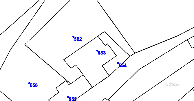 Parcela st. 553 v KÚ Skalka u Doks, Katastrální mapa