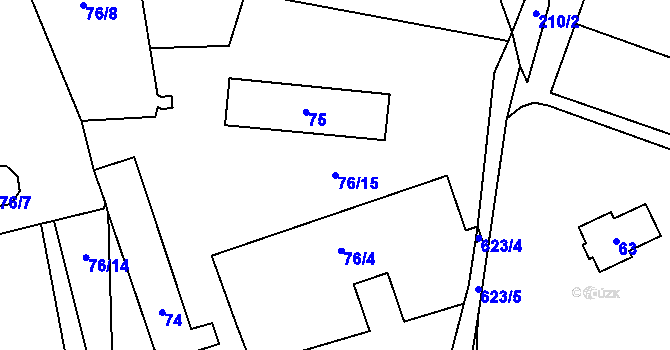 Parcela st. 76/15 v KÚ Skalka u Doks, Katastrální mapa