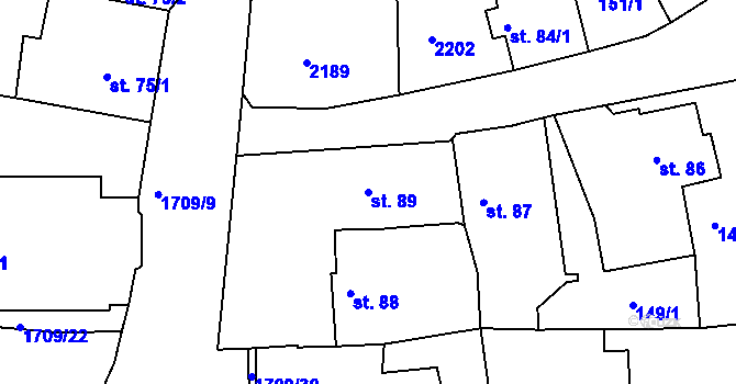Parcela st. 89 v KÚ Skalná, Katastrální mapa