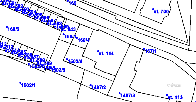 Parcela st. 114 v KÚ Skalná, Katastrální mapa