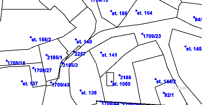 Parcela st. 141 v KÚ Skalná, Katastrální mapa