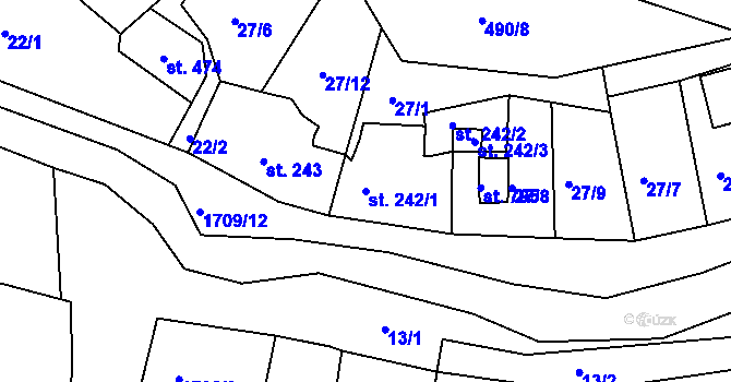 Parcela st. 242/1 v KÚ Skalná, Katastrální mapa