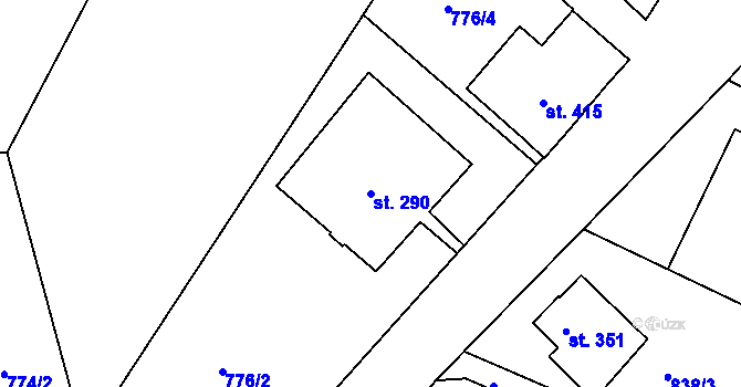 Parcela st. 290 v KÚ Skalná, Katastrální mapa