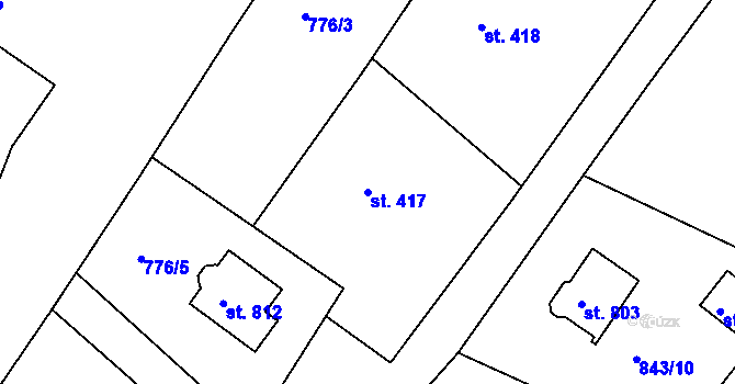 Parcela st. 417 v KÚ Skalná, Katastrální mapa
