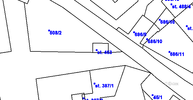 Parcela st. 463 v KÚ Skalná, Katastrální mapa