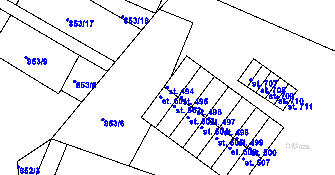 Parcela st. 494 v KÚ Skalná, Katastrální mapa