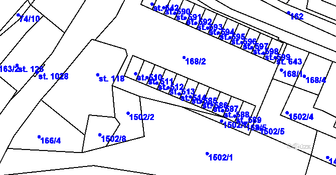 Parcela st. 513 v KÚ Skalná, Katastrální mapa