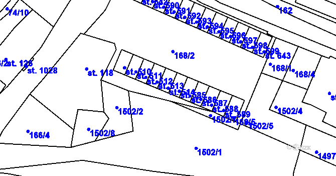 Parcela st. 514 v KÚ Skalná, Katastrální mapa