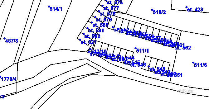 Parcela st. 542 v KÚ Skalná, Katastrální mapa