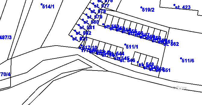 Parcela st. 543 v KÚ Skalná, Katastrální mapa