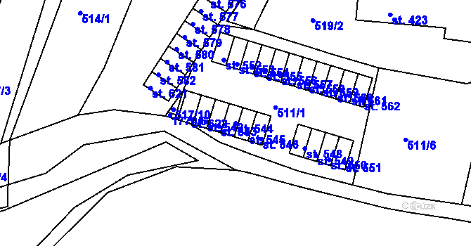 Parcela st. 544 v KÚ Skalná, Katastrální mapa