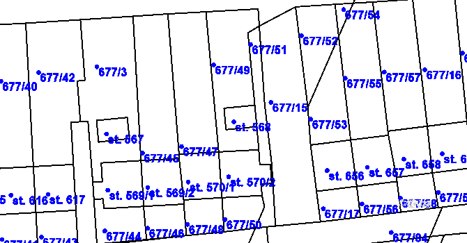 Parcela st. 568 v KÚ Skalná, Katastrální mapa