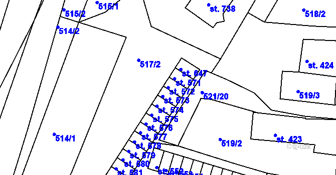 Parcela st. 572 v KÚ Skalná, Katastrální mapa