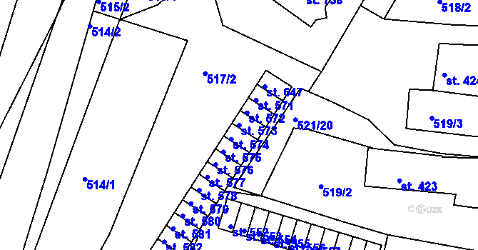 Parcela st. 573 v KÚ Skalná, Katastrální mapa