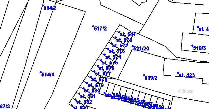 Parcela st. 574 v KÚ Skalná, Katastrální mapa