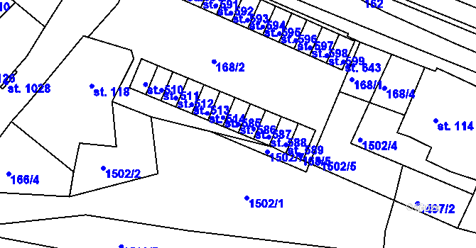 Parcela st. 586 v KÚ Skalná, Katastrální mapa