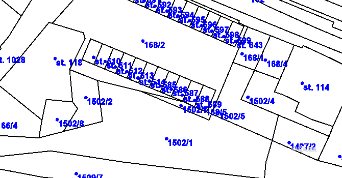 Parcela st. 587 v KÚ Skalná, Katastrální mapa