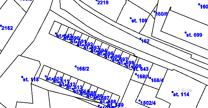 Parcela st. 596 v KÚ Skalná, Katastrální mapa