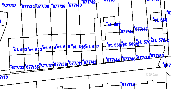 Parcela st. 617 v KÚ Skalná, Katastrální mapa