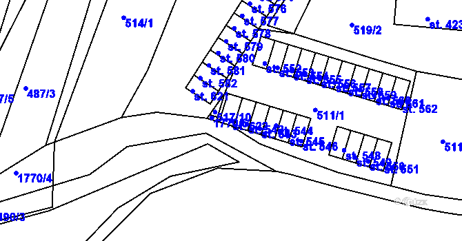 Parcela st. 622 v KÚ Skalná, Katastrální mapa