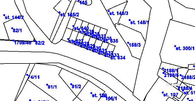 Parcela st. 632 v KÚ Skalná, Katastrální mapa