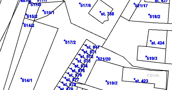Parcela st. 647 v KÚ Skalná, Katastrální mapa