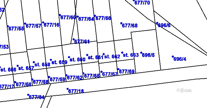Parcela st. 662 v KÚ Skalná, Katastrální mapa