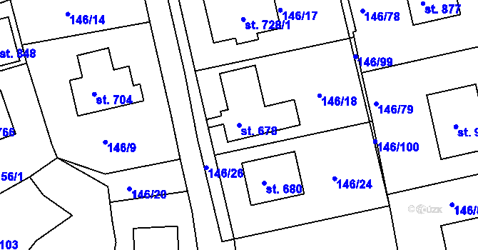 Parcela st. 678 v KÚ Skalná, Katastrální mapa