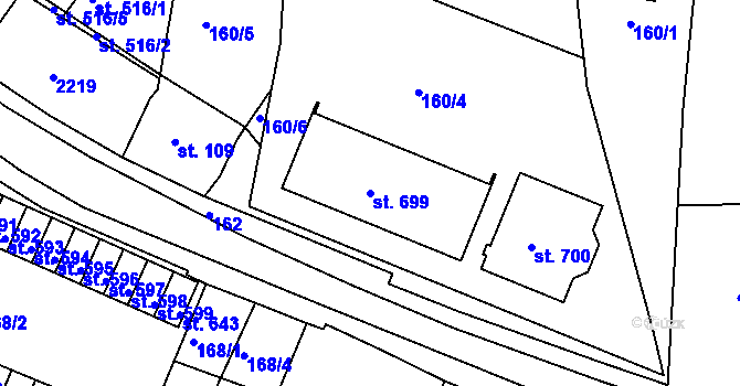 Parcela st. 699 v KÚ Skalná, Katastrální mapa