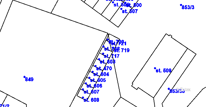 Parcela st. 717 v KÚ Skalná, Katastrální mapa