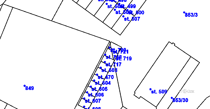 Parcela st. 718 v KÚ Skalná, Katastrální mapa