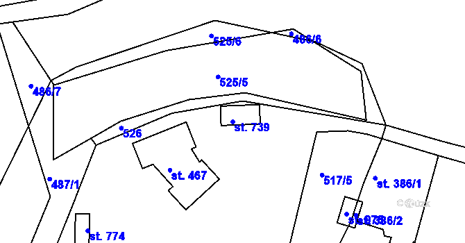 Parcela st. 739 v KÚ Skalná, Katastrální mapa