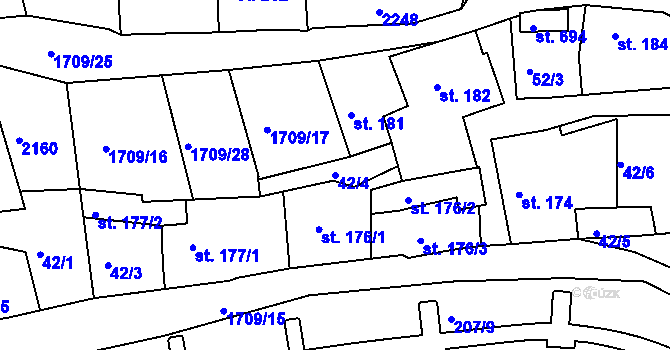 Parcela st. 42/4 v KÚ Skalná, Katastrální mapa