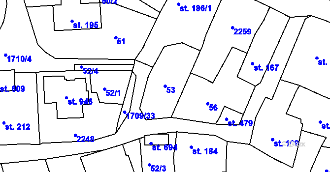 Parcela st. 53 v KÚ Skalná, Katastrální mapa