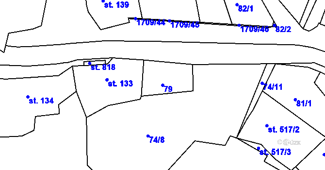 Parcela st. 79 v KÚ Skalná, Katastrální mapa