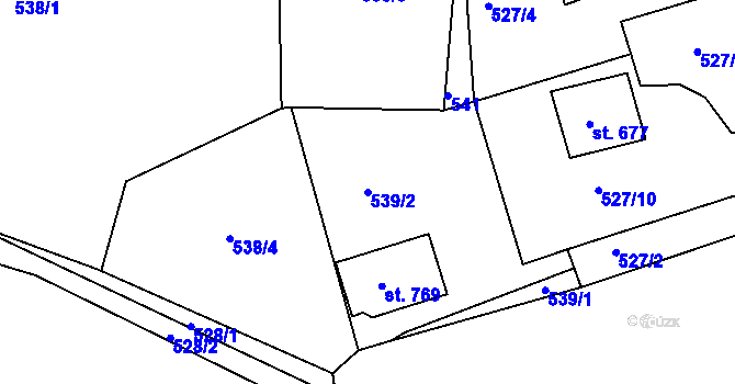 Parcela st. 539/2 v KÚ Skalná, Katastrální mapa