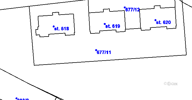 Parcela st. 677/11 v KÚ Skalná, Katastrální mapa