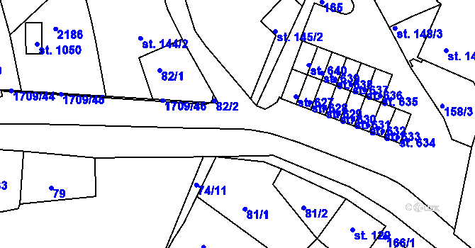 Parcela st. 1709/24 v KÚ Skalná, Katastrální mapa